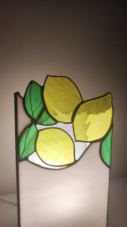 Stained Glass Table Lamp with Lemons