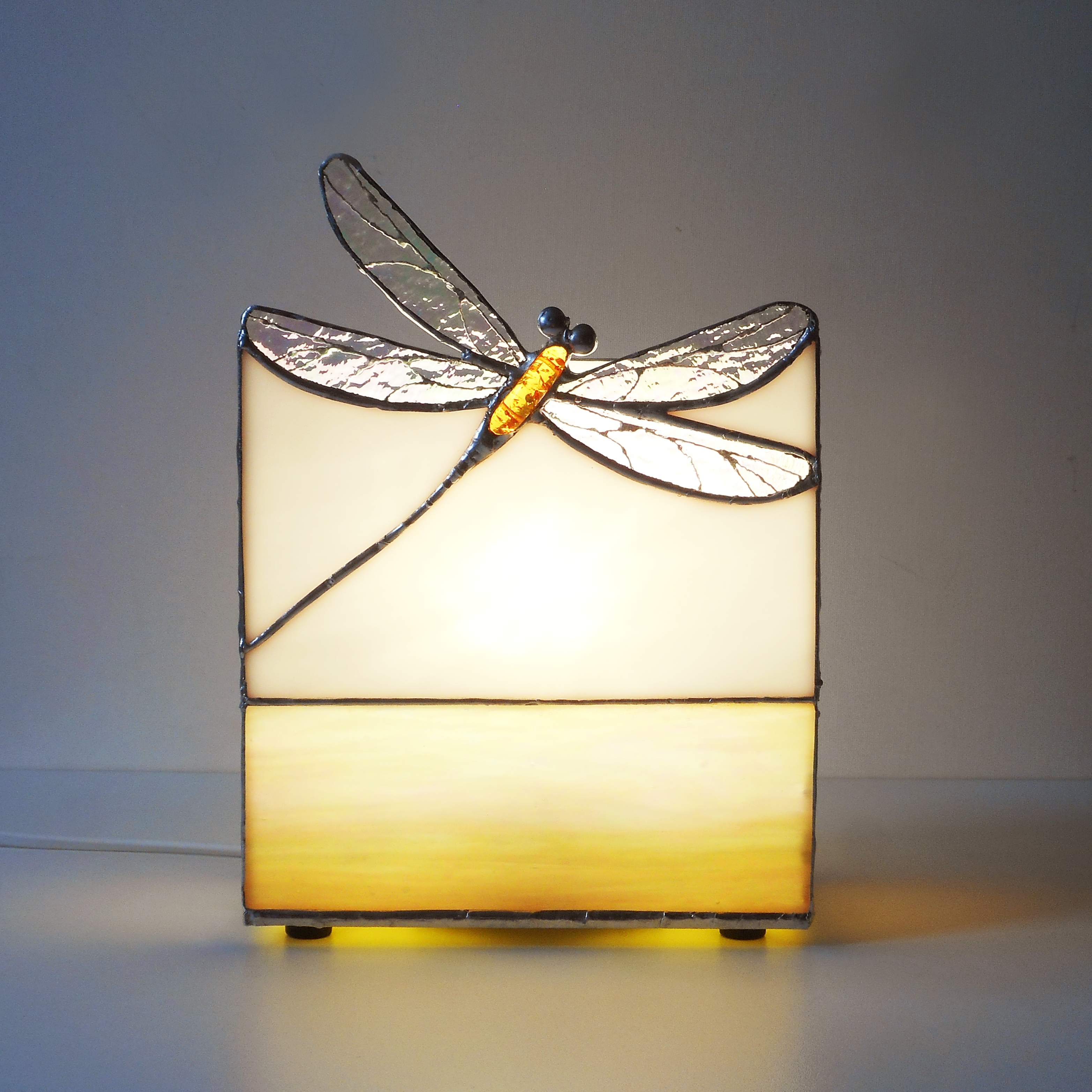 Gold Dragonfly Stained Glass Table Lamp