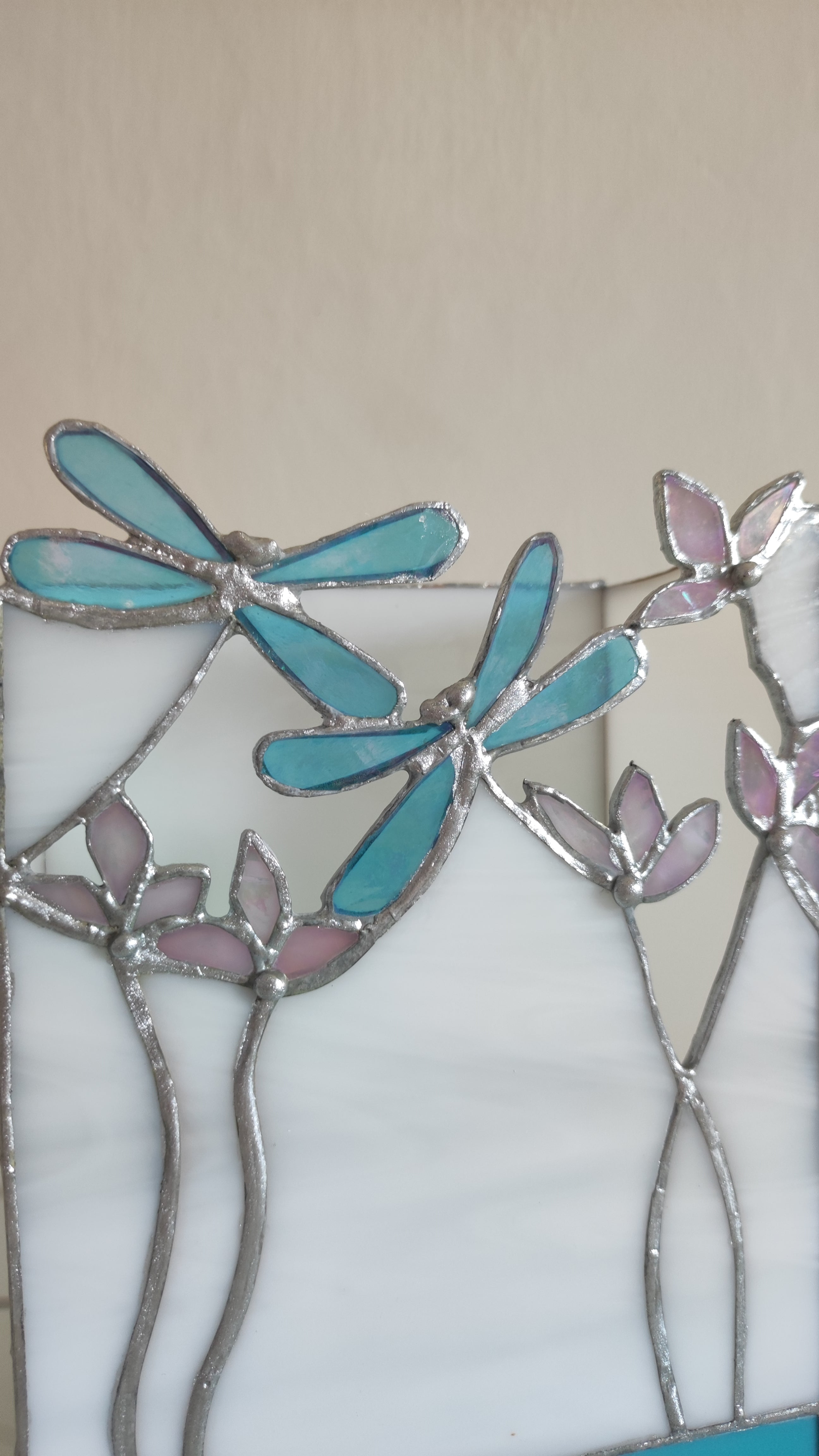 Dragonfly & Floral Stained Glass Table Lamp