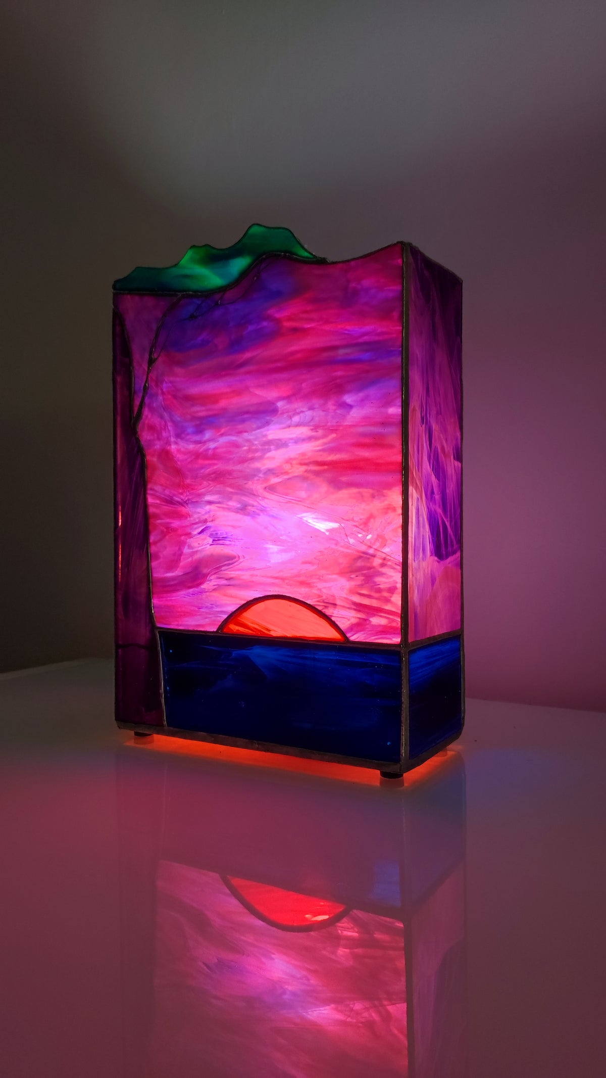 Ruby Sunset Original Stained Glass Light Artwork