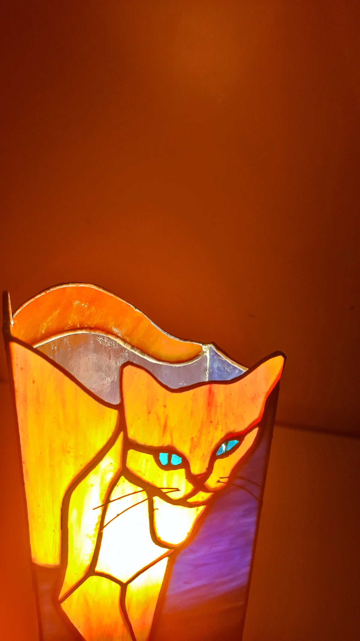 Ginger cat Stained Glass Table Lamp