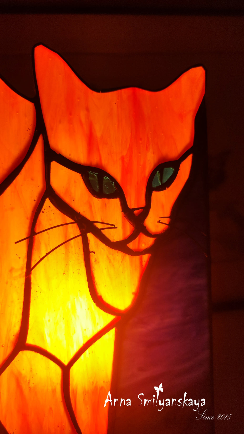 Ginger cat Stained Glass Table Lamp