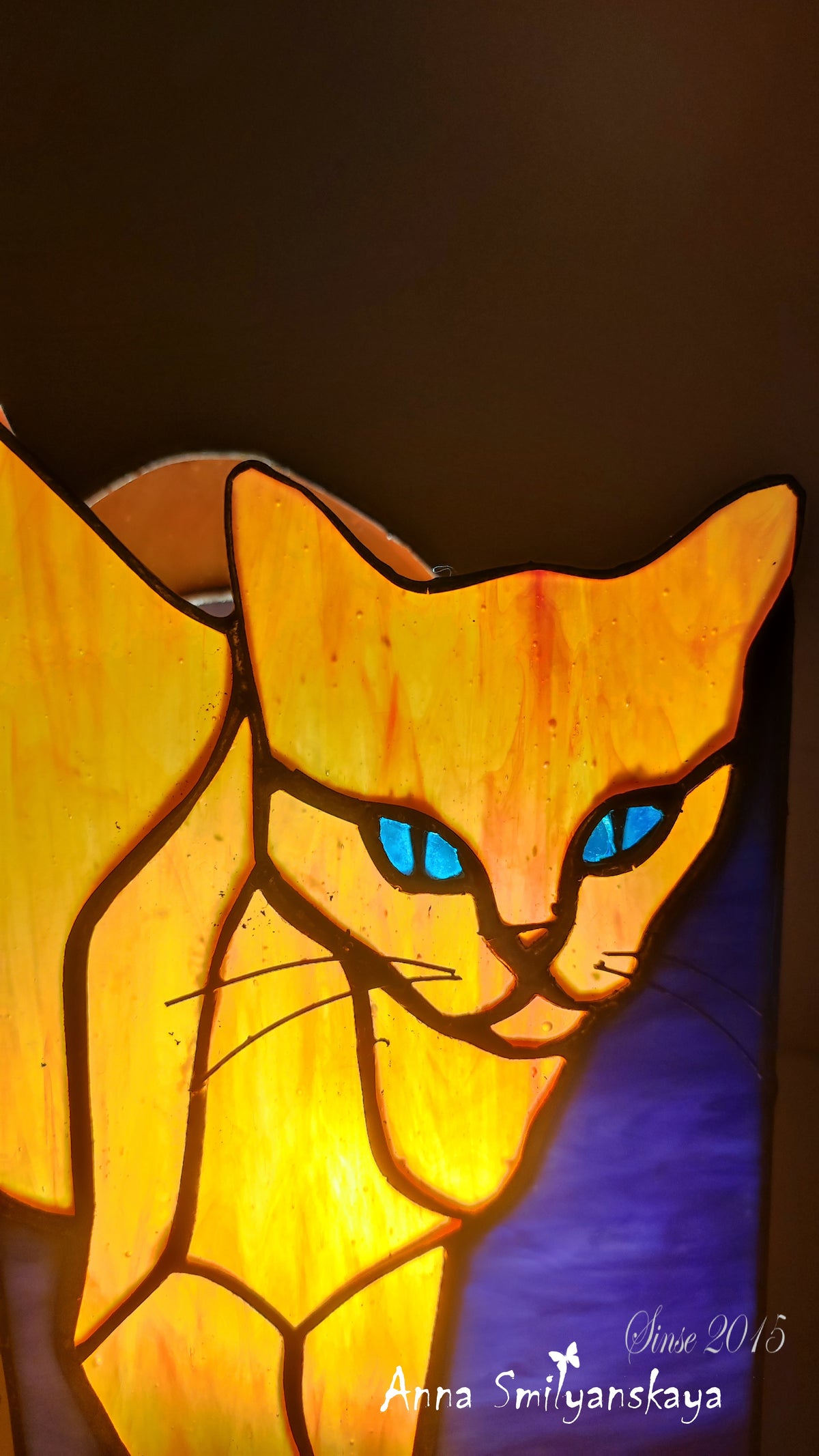 Ginger cat Stained Glass Table Lamp