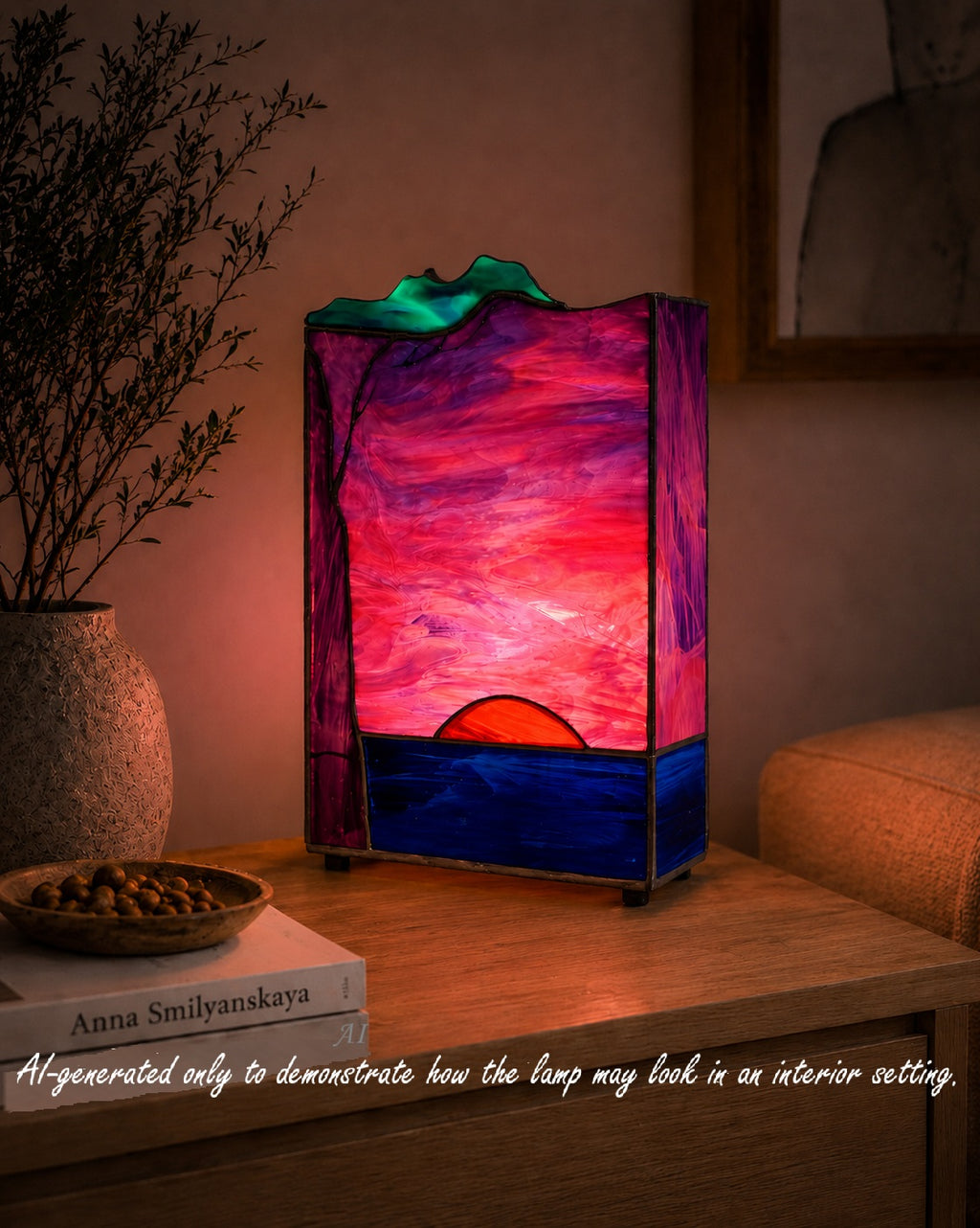Ruby Sunset Original Stained Glass Light Artwork