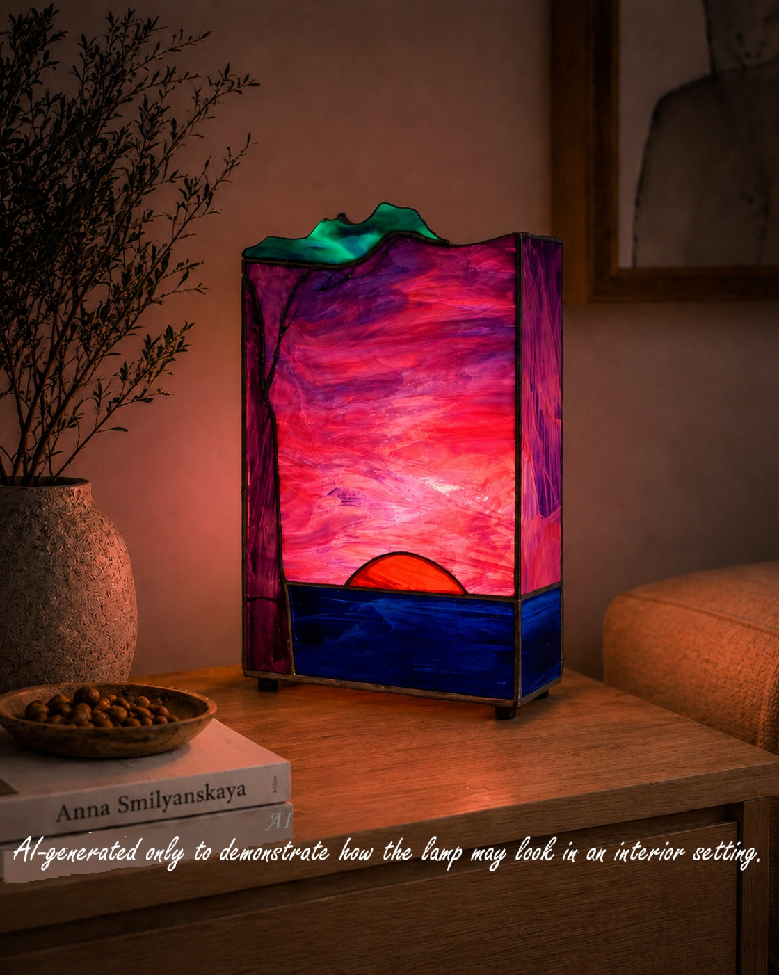 Ruby Sunset Original Stained Glass Light Artwork