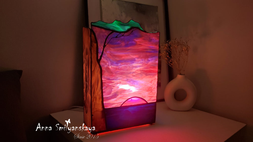 Ruby Sunset Original Stained Glass Light Artwork