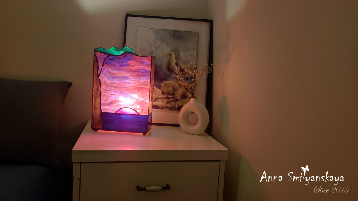 Ruby Sunset Original Stained Glass Light Artwork