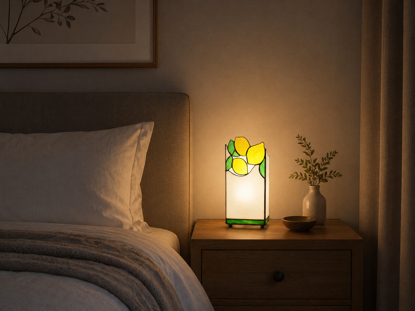 Stained Glass Table Lamp with Lemons