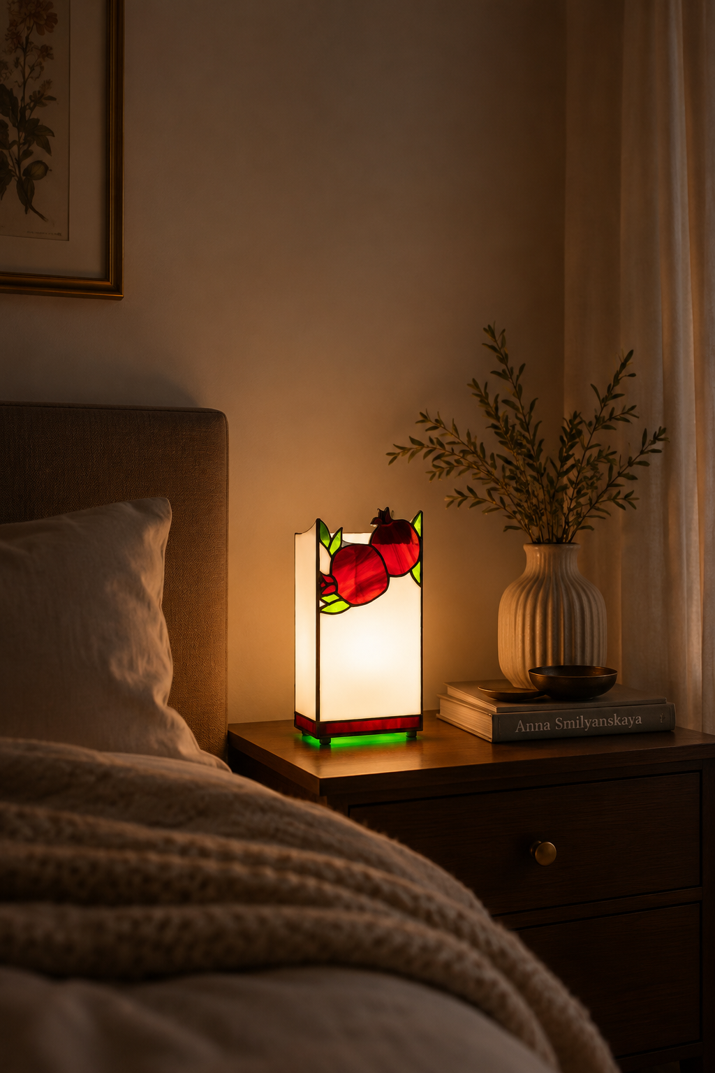 Pomegranate Stained Glass Table Lamp