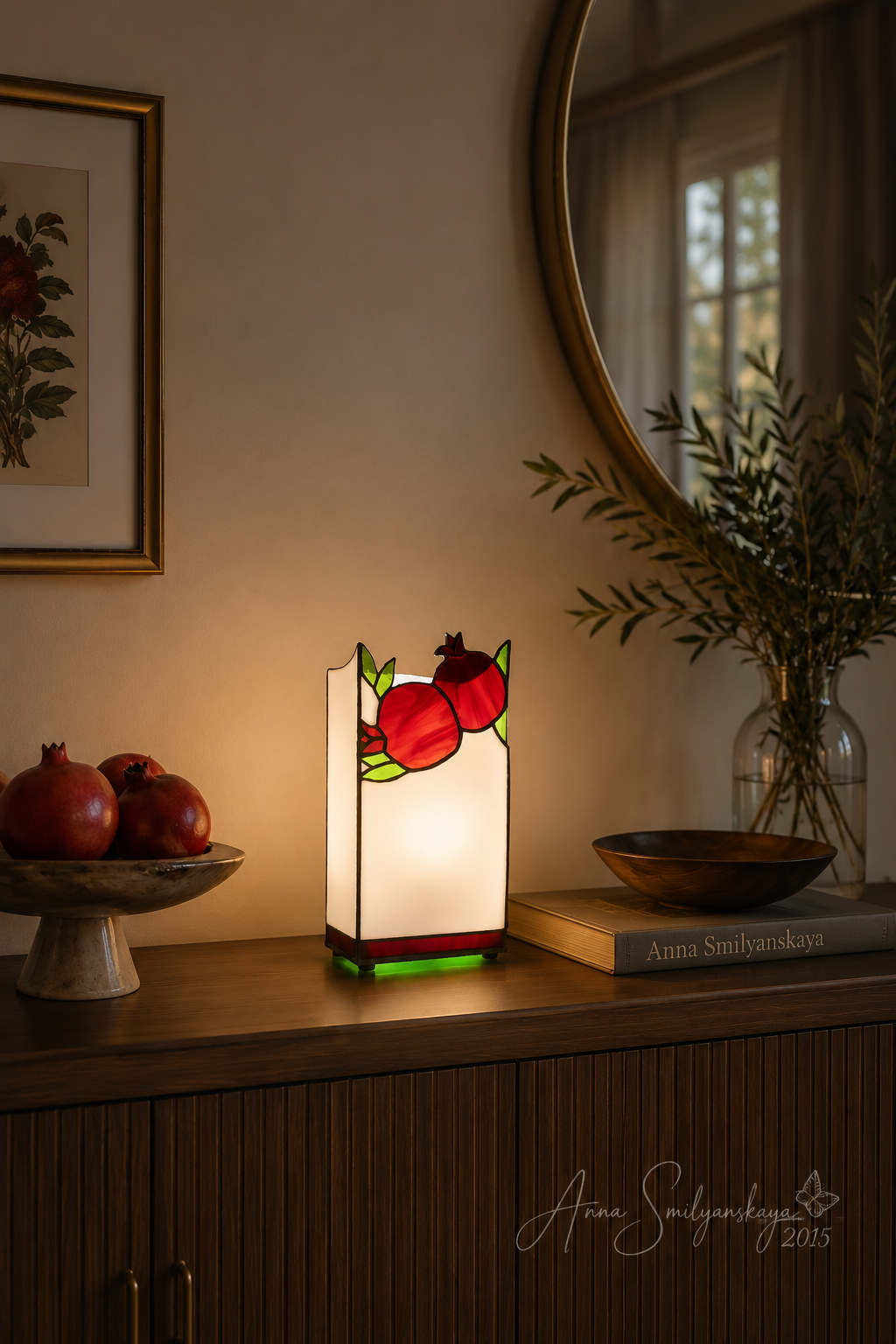 Pomegranate Stained Glass Table Lamp